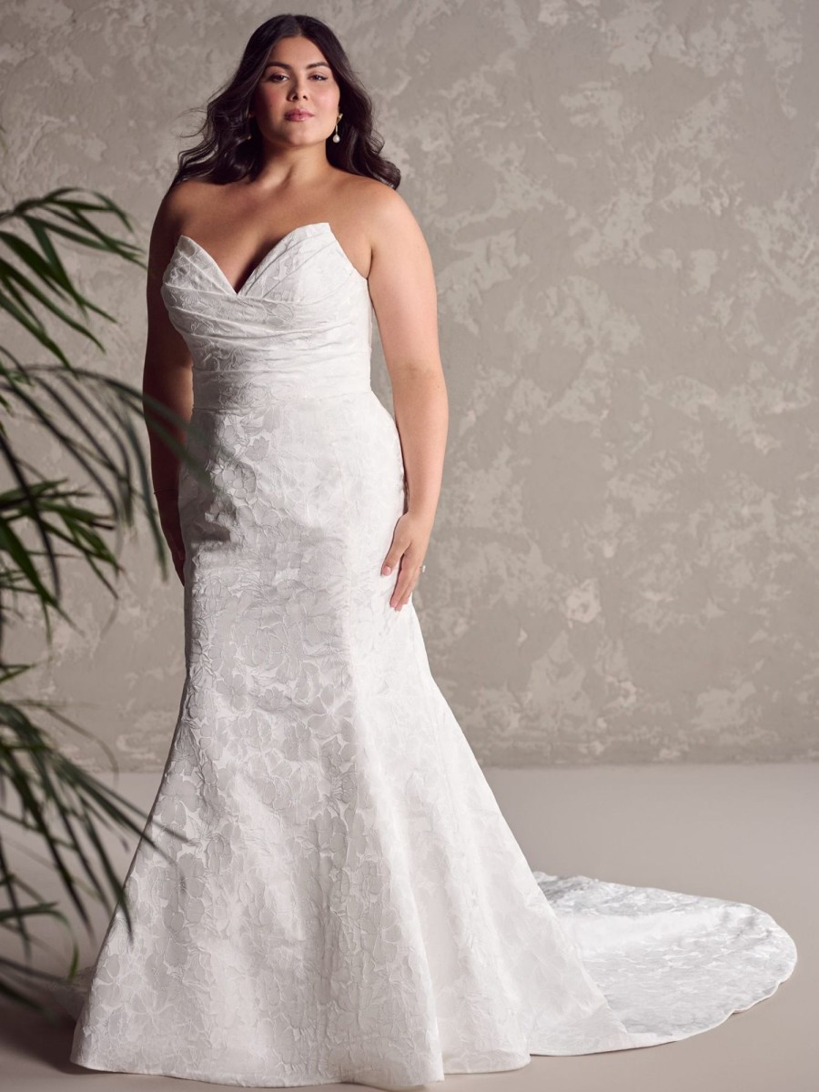 Dresses Kleinfeld Bridal Fit And Flare | Plus Size Strapless Jacquard Fit-And-Flare Gown