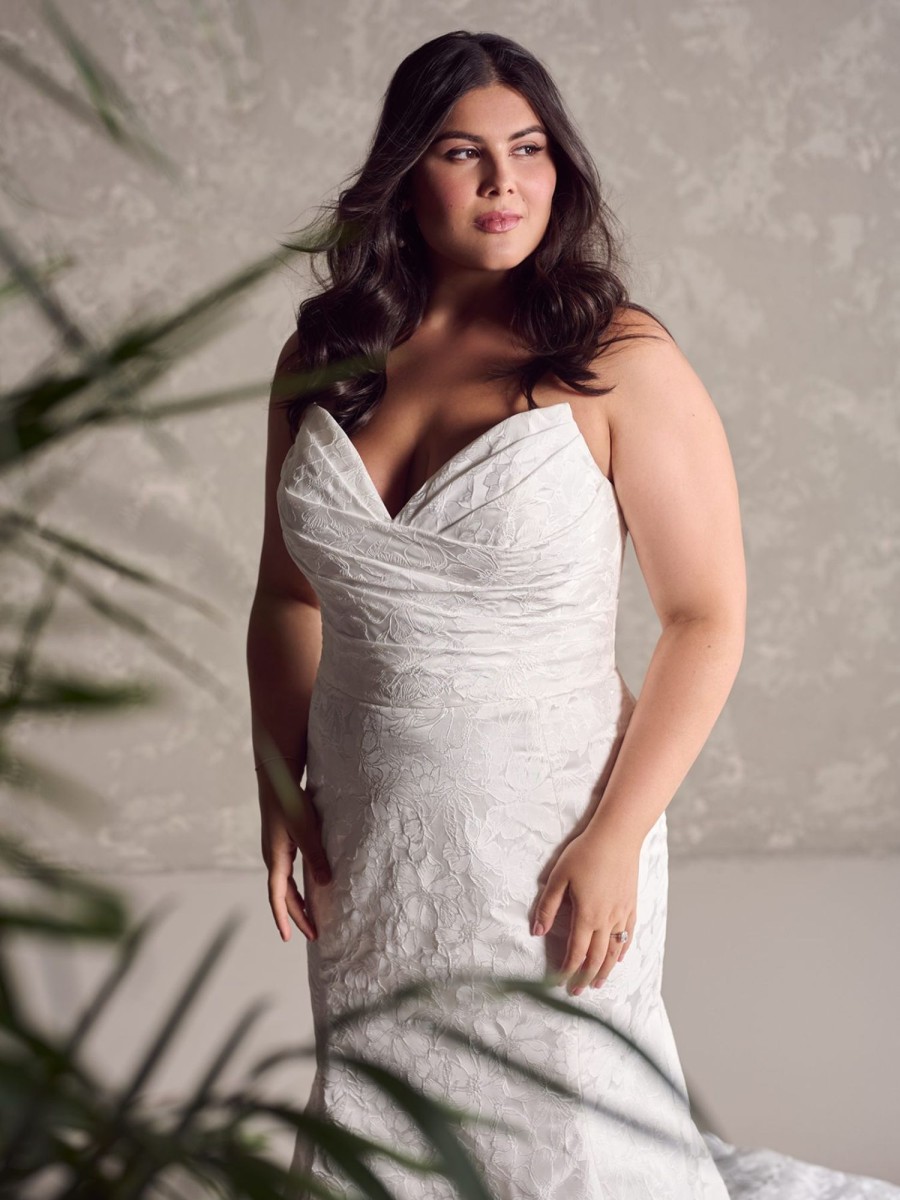 Dresses Kleinfeld Bridal Fit And Flare | Plus Size Strapless Jacquard Fit-And-Flare Gown