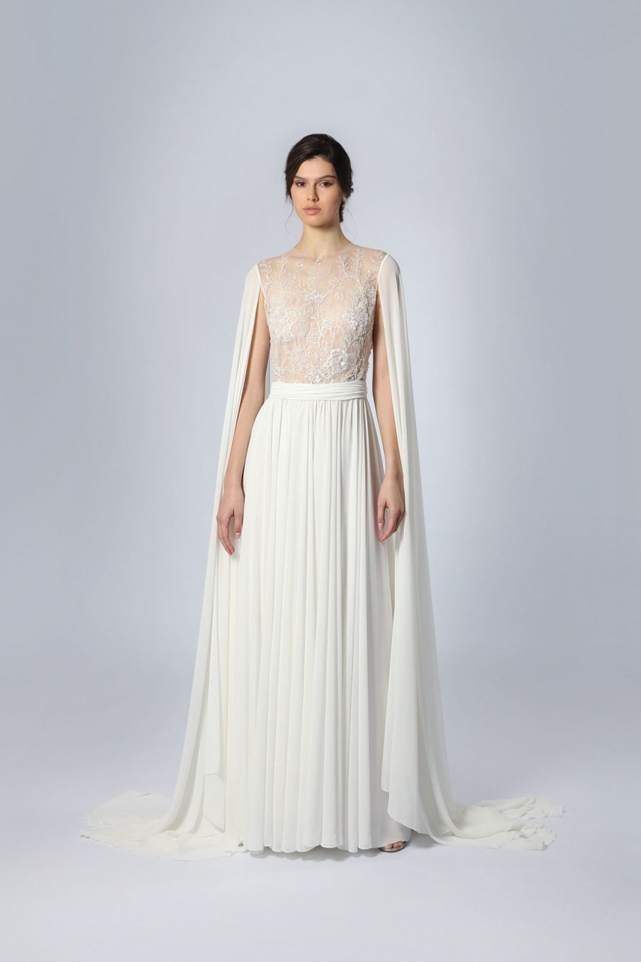 Dresses Kleinfeld Bridal A-Line | Ethereal A-Line Gown With Cape