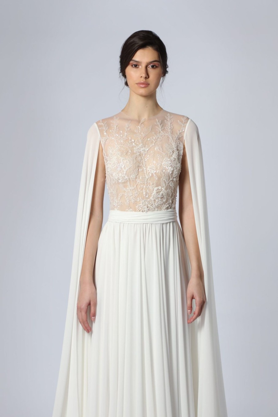 Dresses Kleinfeld Bridal A-Line | Ethereal A-Line Gown With Cape