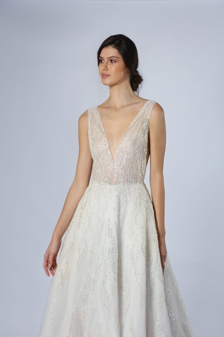 Dresses Kleinfeld Bridal A-Line | Embellished V-Neck A-Line Gown