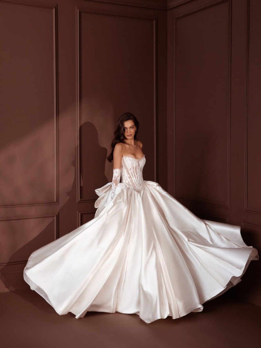 Dresses Kleinfeld Bridal Ball Gown | Strapless Ballgown With Sheer Alencon Lace Bodice