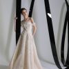 Dresses Kleinfeld Bridal Kleinfeld Exclusives | Off The Shoulder A-Line Wedding Dress With Embroidered And Sparkle Floral Details