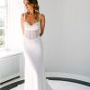 Dresses Kleinfeld Bridal Sexy | Sleeveless Sheath Wedding Dress With Exposed Boned Bodice