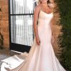 Dresses Kleinfeld Bridal Plus Size Wedding Dresses | Classic Fit And Flare Wedding Dress With Double Straps And Detachable Bow