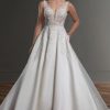 Dresses Kleinfeld Bridal Popular Wedding Dresses | V-Neck Sleeveless Ballgown Wedding Dress With Beaded Lace Bodice