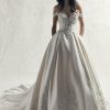 Dresses Kleinfeld Bridal Plus Size Wedding Dresses | Off The Shoulder Beaded Lace Bodice And Mikado Skirt Ball Gown Wedding Dress