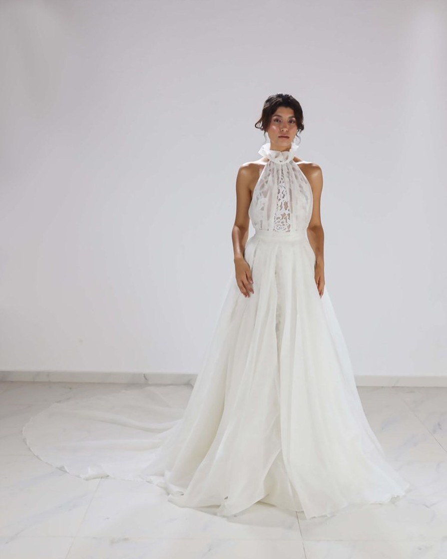 Dresses Kleinfeld Bridal A-Line | Romantic And Trendy Halter Silk Gown