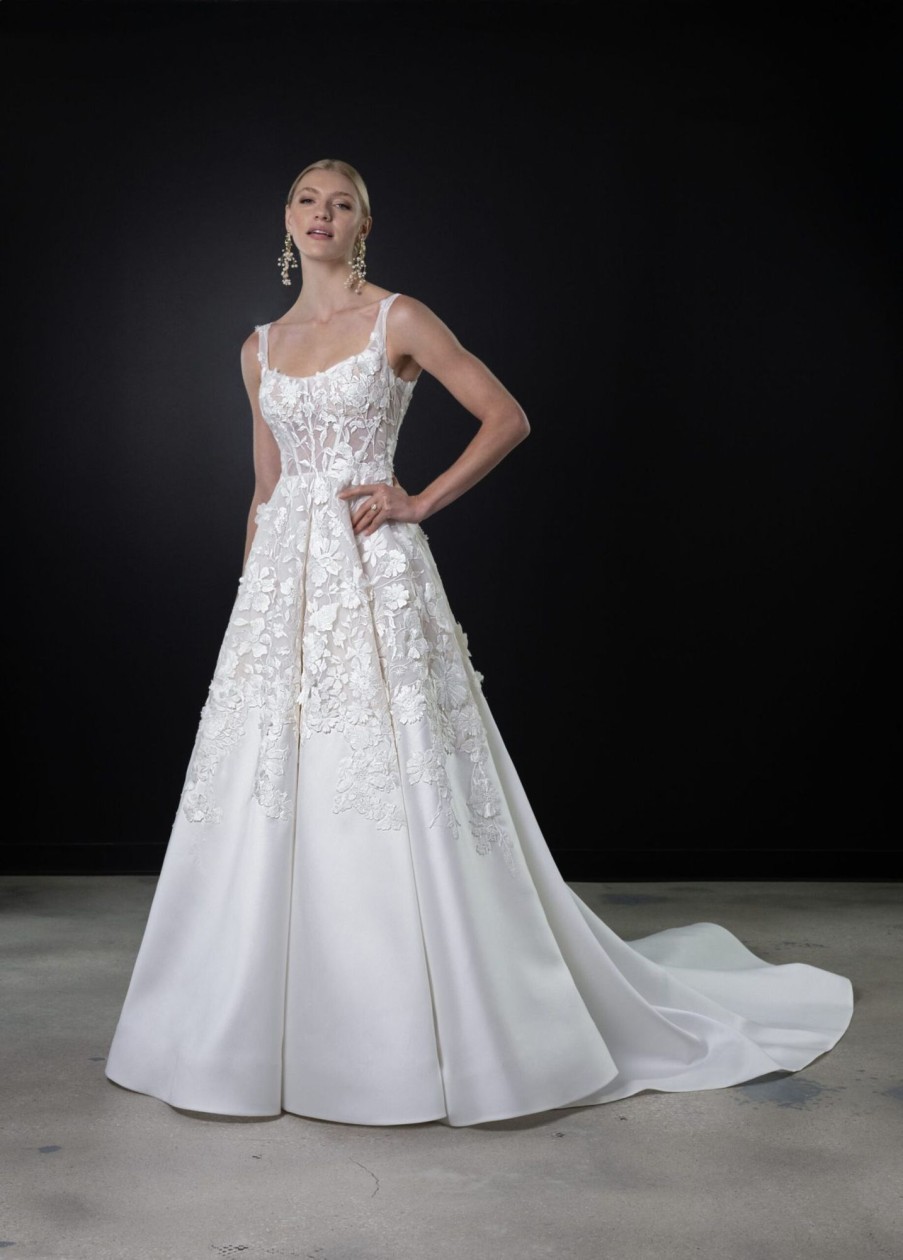 Dresses Kleinfeld Bridal Ball Gown | Square-Neck Floral Ball Gown