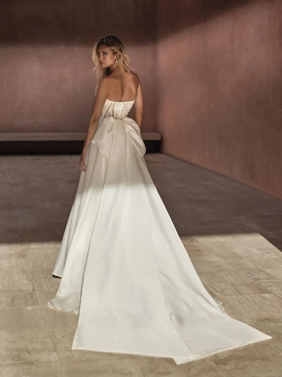 Dresses Kleinfeld Bridal A-Line | Strapless Organza A-Line Gown With Bow