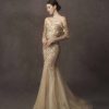 Dresses Kleinfeld Bridal Long Sleeves | Long Sleeve Embellished Mermaid Gown With Detchable Matching Train