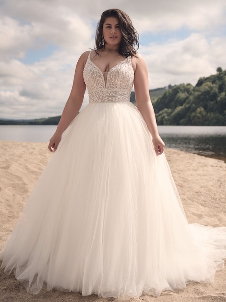 Dresses Kleinfeld Bridal Plus Size Wedding Dresses | Tulle Ballgown Wedding Dress With Beaded Bodice