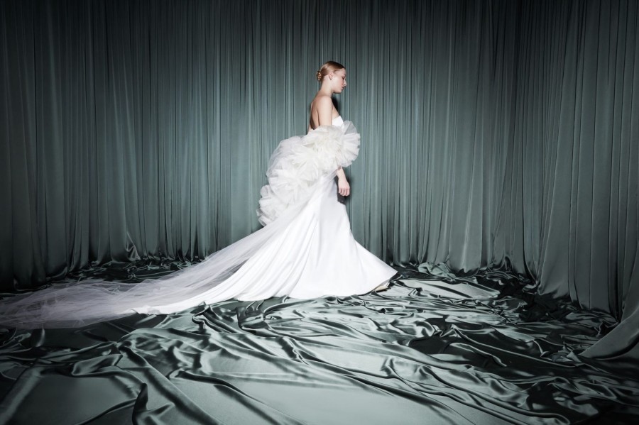 Dresses Kleinfeld Bridal New Wedding Dresses | Dramatic Tulle And Organza Bridal Cape