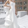 Dresses Kleinfeld Bridal Fit And Flare | Silk Mikado Fit-And-Flare Gown With Ruffle Train