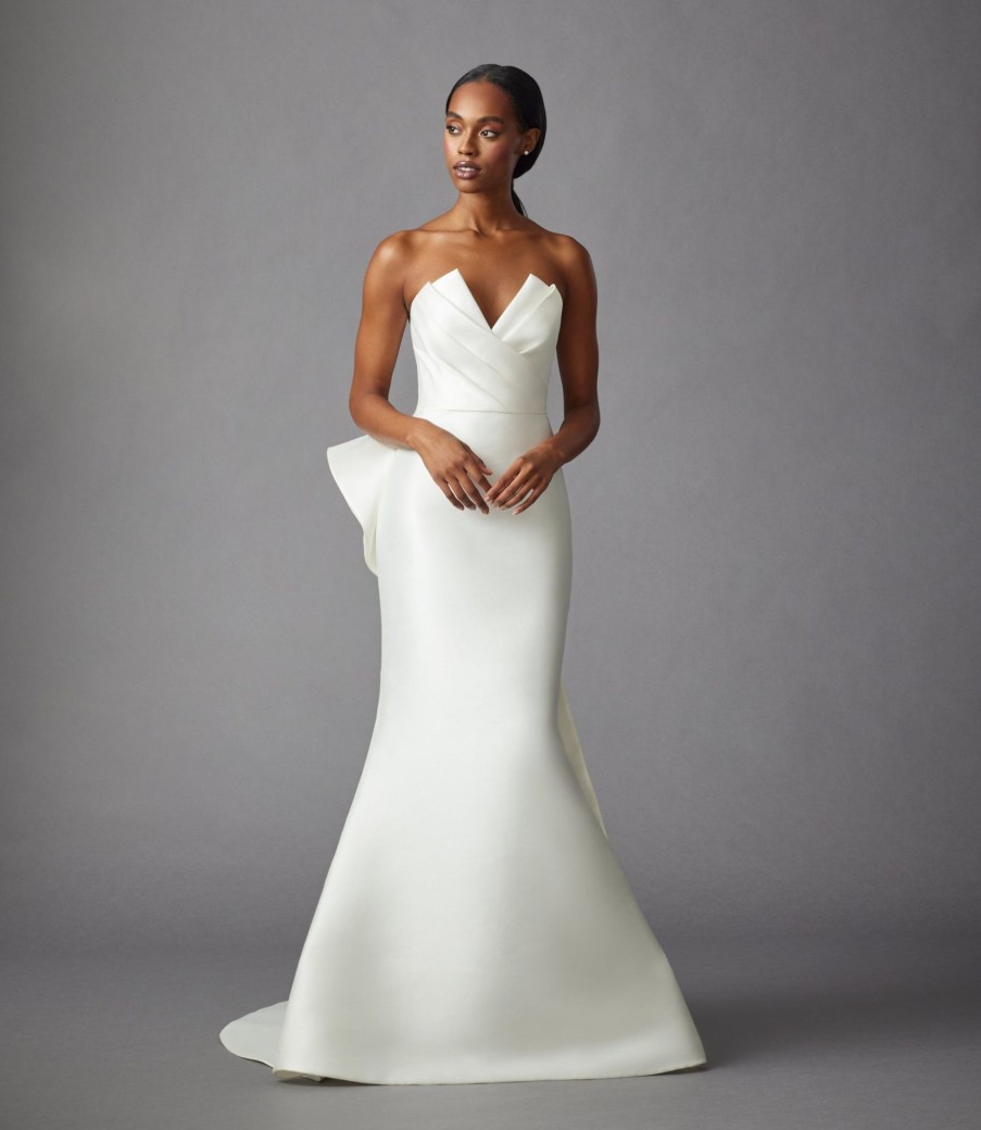 Dresses Kleinfeld Bridal Fit And Flare | Strapless Fit And Flare Wedding Dress With Detachable Overskirt