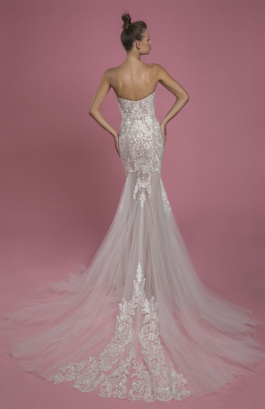 Dresses Kleinfeld Bridal Mermaid | Strapless Sweetheart Neckline Mermaid Wedding Dress With Lace Applique And Tulle Skirt