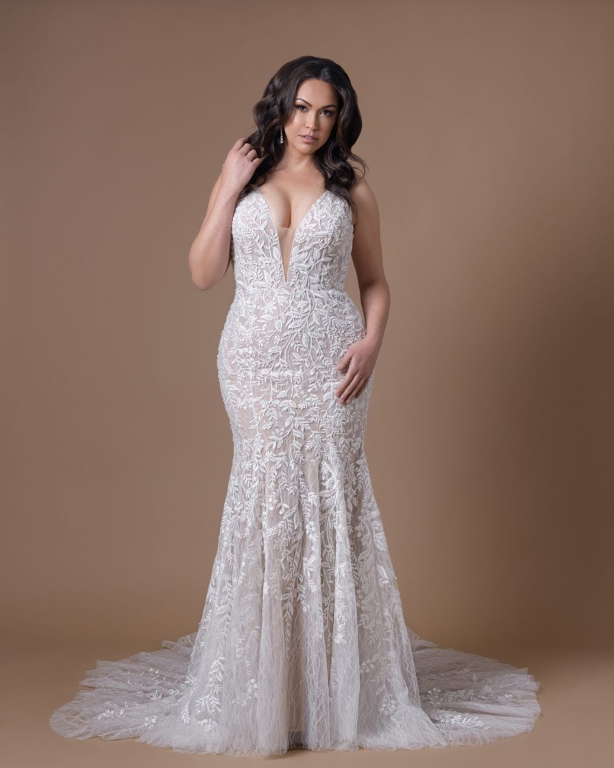 Dresses Kleinfeld Bridal Plus Size Wedding Dresses | Sexy V-Neck Sleeveless Gown