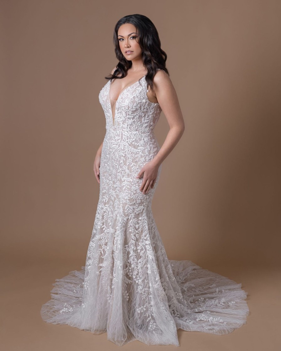 Dresses Kleinfeld Bridal Plus Size Wedding Dresses | Sexy V-Neck Sleeveless Gown