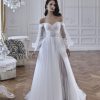 Dresses Kleinfeld Bridal Long Sleeves | A-Line Wedding Dress With Off The Shoulder Long Sleeves