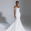 Dresses Kleinfeld Bridal Kleinfeld Exclusives | Strapless Satin Ruched Mermaid Wedding Dress With Off The Shoulder Strap