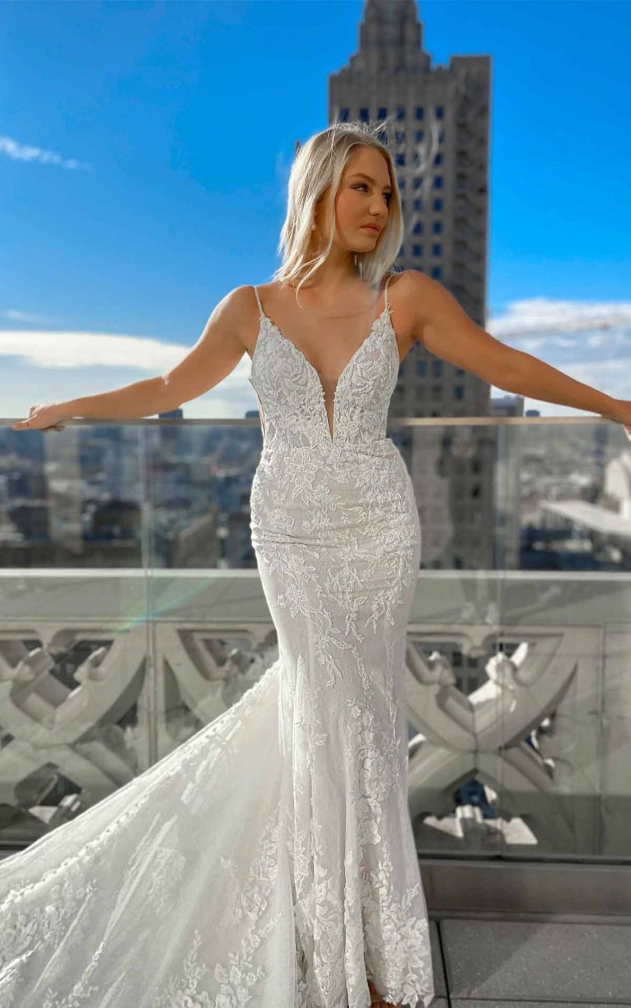 Dresses Kleinfeld Bridal Popular Wedding Dresses | Sexy 3D Lace Wedding Dress With V-Neck And Beading