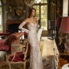 Dresses Kleinfeld Bridal Long Sleeves | Leaf-Inspired Fit-And-Flare Gown With Detachable Sleeves