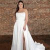 Dresses Kleinfeld Bridal Plus Size Wedding Dresses | Strapless A-Line Wedding Dress With Front Slit