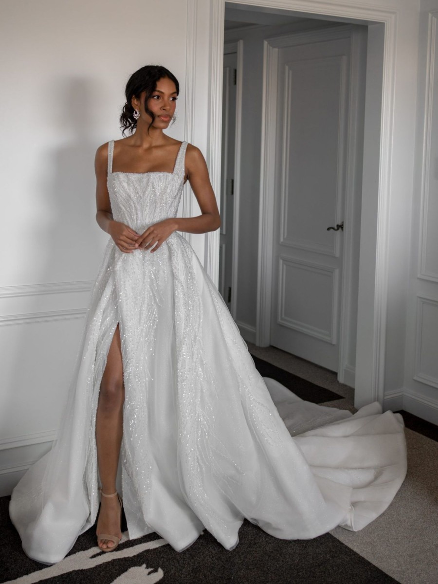 Dresses Kleinfeld Bridal Ball Gown | Chic And Dramatic Square-Neck Beaded Ball Gown