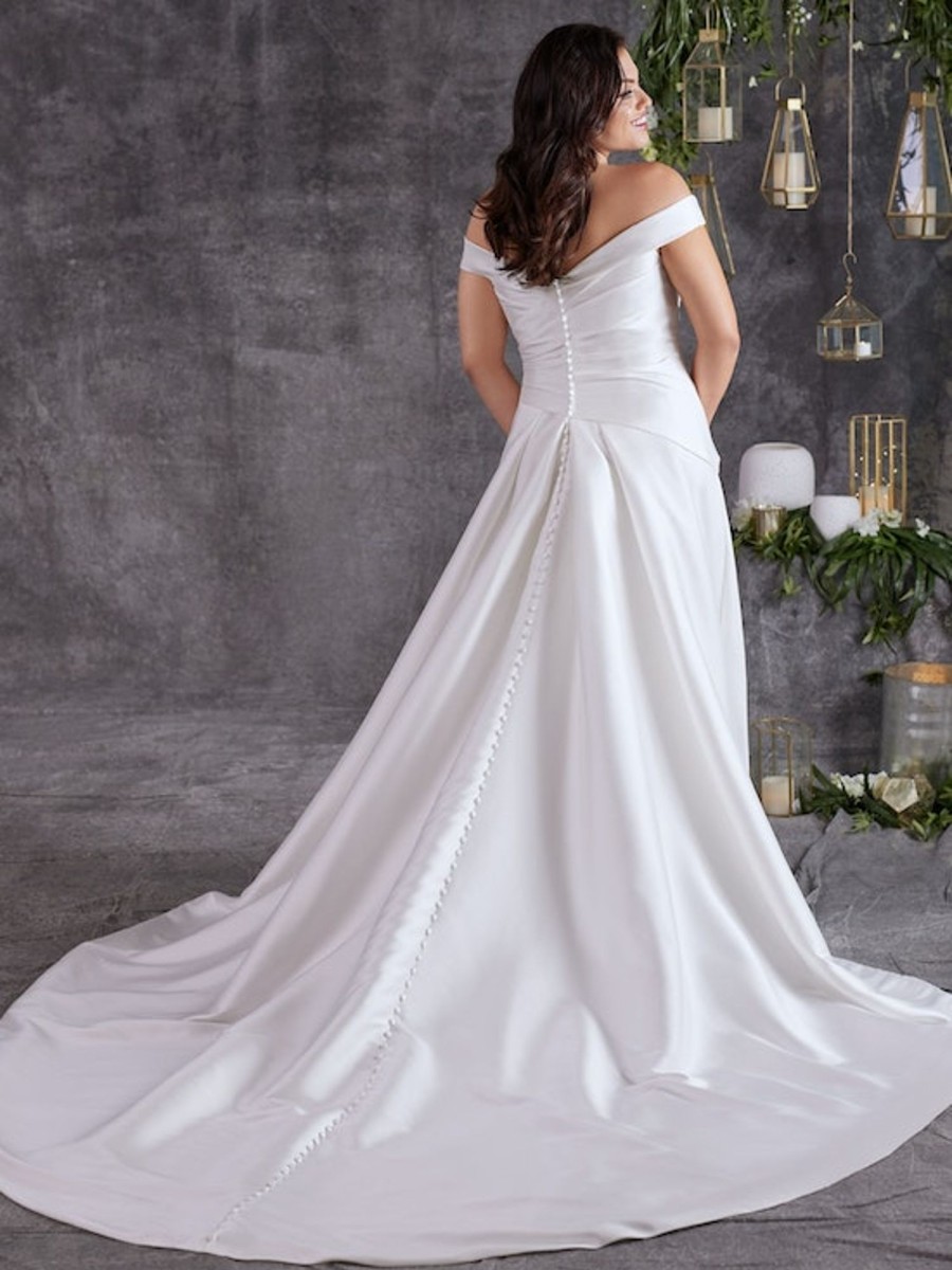 Dresses Kleinfeld Bridal Plus Size Wedding Dresses | Off The Shoulder A-Line Wedding Dress With Front Slit