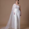 Dresses Kleinfeld Bridal Plus Size Wedding Dresses | One-Shoulder Jumpsuit