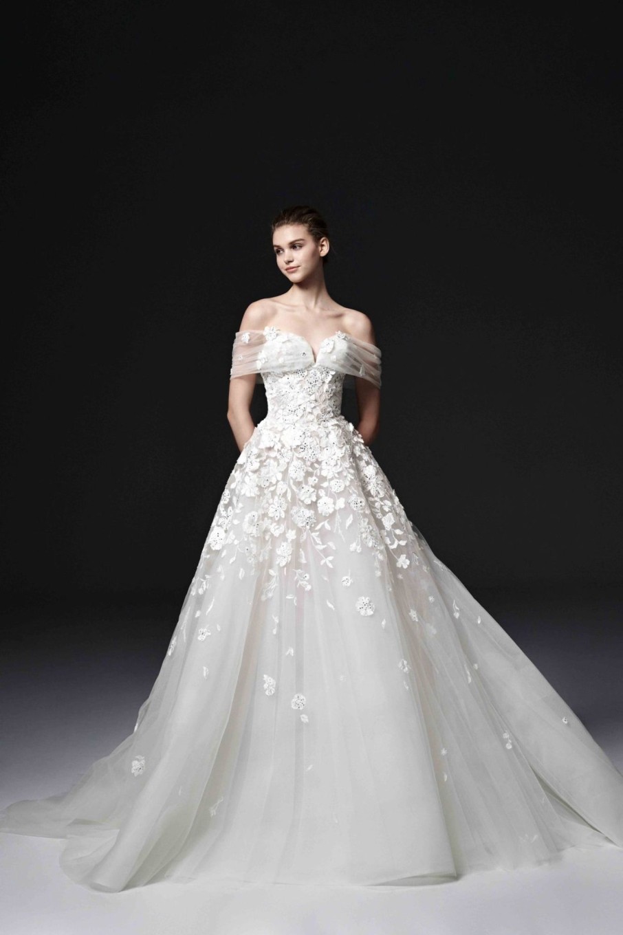 Dresses Kleinfeld Bridal Kleinfeld Exclusives | Strapless Ball Gown Wedding Dress With Floral Lace