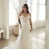 Dresses Kleinfeld Bridal Plus Size Wedding Dresses | Lace Off The Shoulder Fit And Flare Wedding Dress