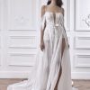 Dresses Kleinfeld Bridal Sexy | Lace A-Line Wedding Dress With Deep V-Neckline And High Slit