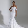 Dresses Kleinfeld Bridal Kleinfeld Exclusives | Embroidered Fit And Flare Wedding Dress With Off The Shoulder Strap