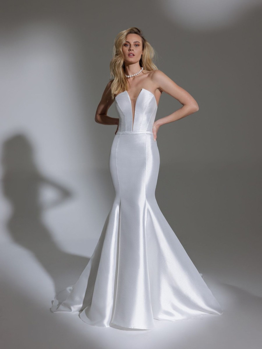 Dresses Kleinfeld Bridal Kleinfeld Exclusives | Strapless V-Neckline Mikado Mermaid Wedding Dress