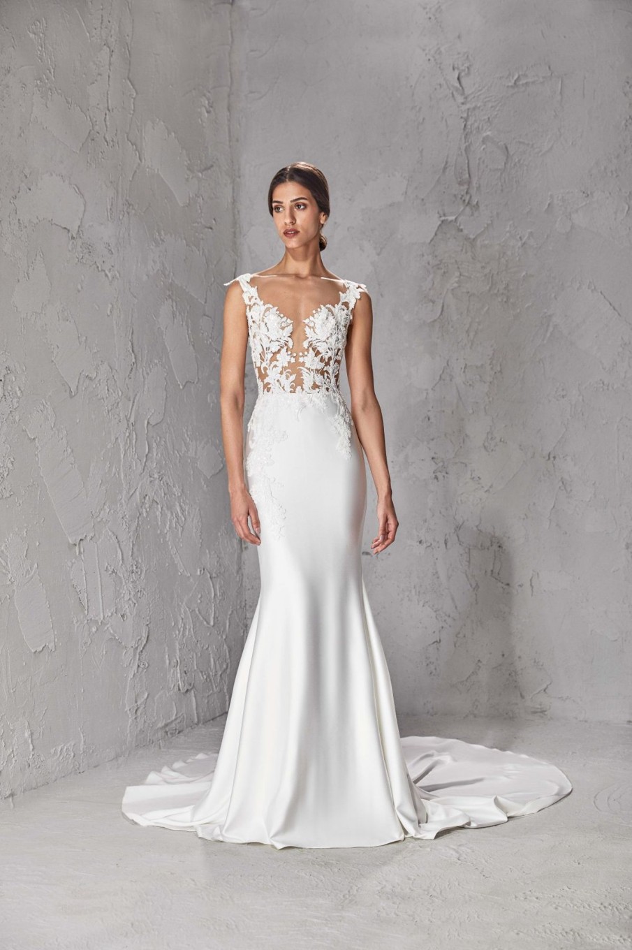 Dresses Kleinfeld Bridal Kleinfeld Exclusives | Sleeveless Mermaid Wedding Dress With Illusion Lace Bodice And Open Back