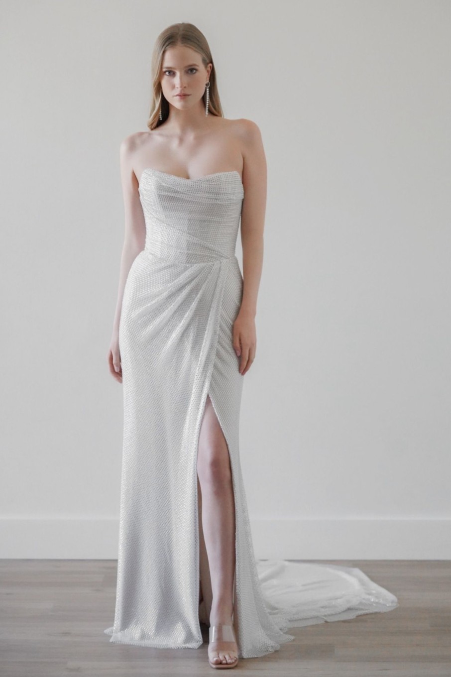 Dresses Kleinfeld Bridal Sexy | Sparkly Sheath Gown With Slit