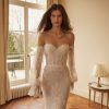 Dresses Kleinfeld Bridal Lace | Lace Fit-And-Flare Gown With Detachable Blouson Sleeves