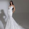 Dresses Kleinfeld Bridal Kleinfeld Exclusives | Strapless Deep V Illusion Neckline Floral Lace Mermaid Wedding Dress