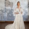 Dresses Kleinfeld Bridal A-Line | Boho Long Sleeve A-Line Gown