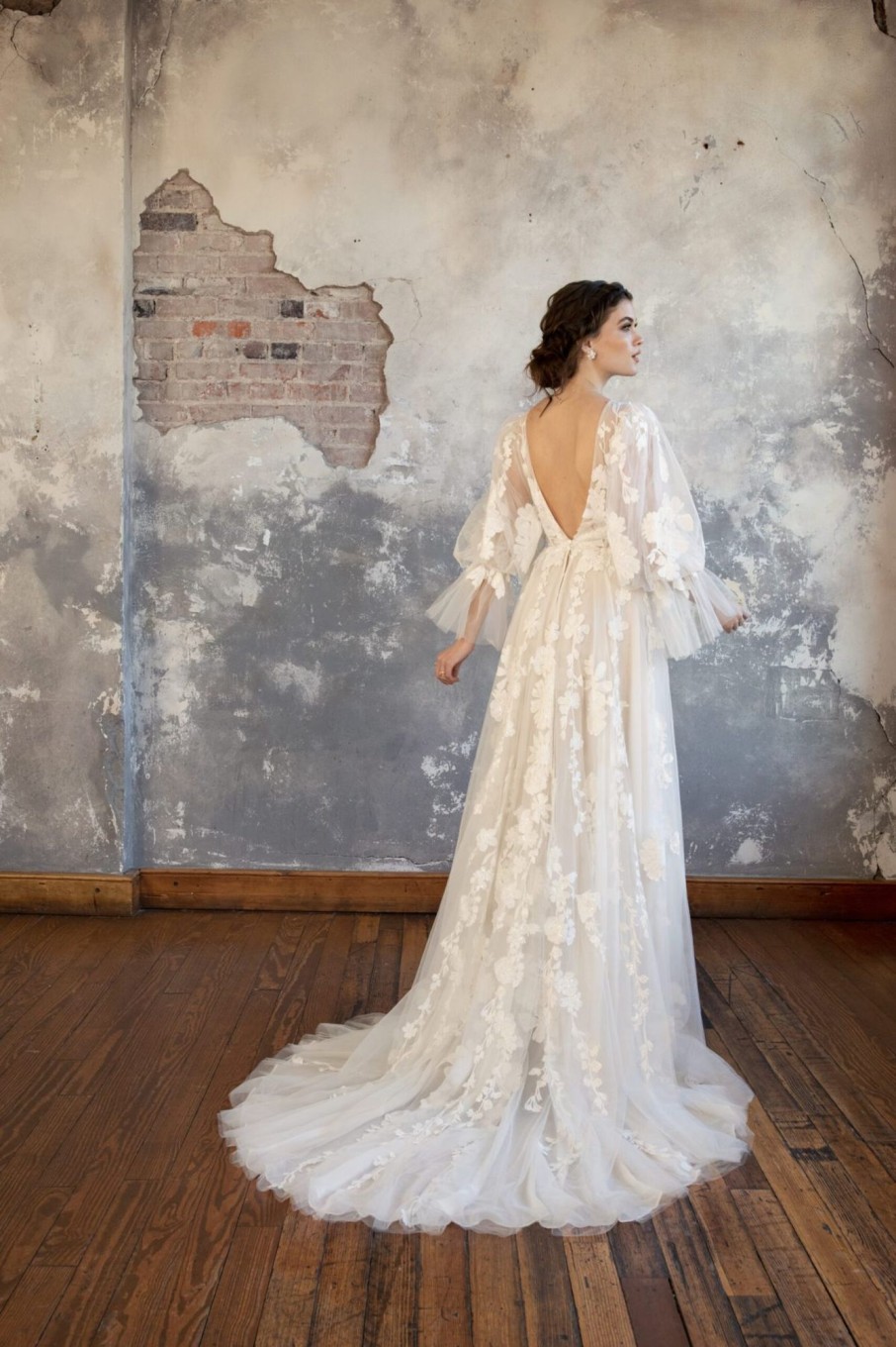 Dresses Kleinfeld Bridal A-Line | Boho Long Sleeve A-Line Gown