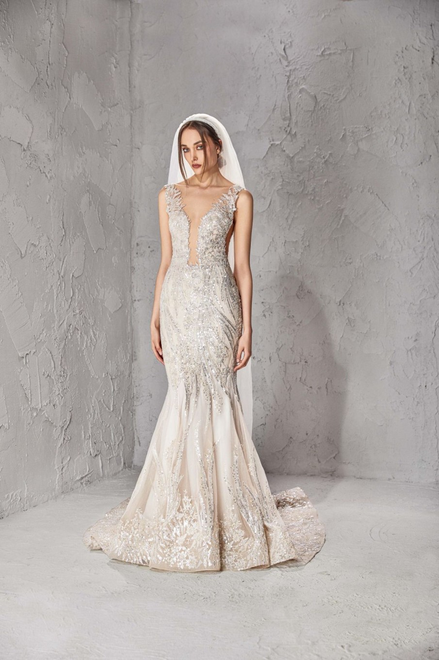 Dresses Kleinfeld Bridal Kleinfeld Exclusives | Sleeveless Mermaid Wedding Dress With Plunging V Neckline And Open Back