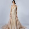 Dresses Kleinfeld Bridal Fit And Flare | Embroidered V-Neck Fit-And-Flare Gown With Overskirt