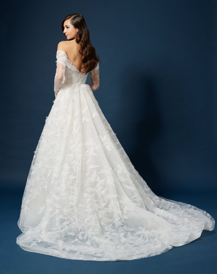 Dresses Kleinfeld Bridal Ball Gown | Romantic Embroidered Ball Gown With Detachable Sleeves