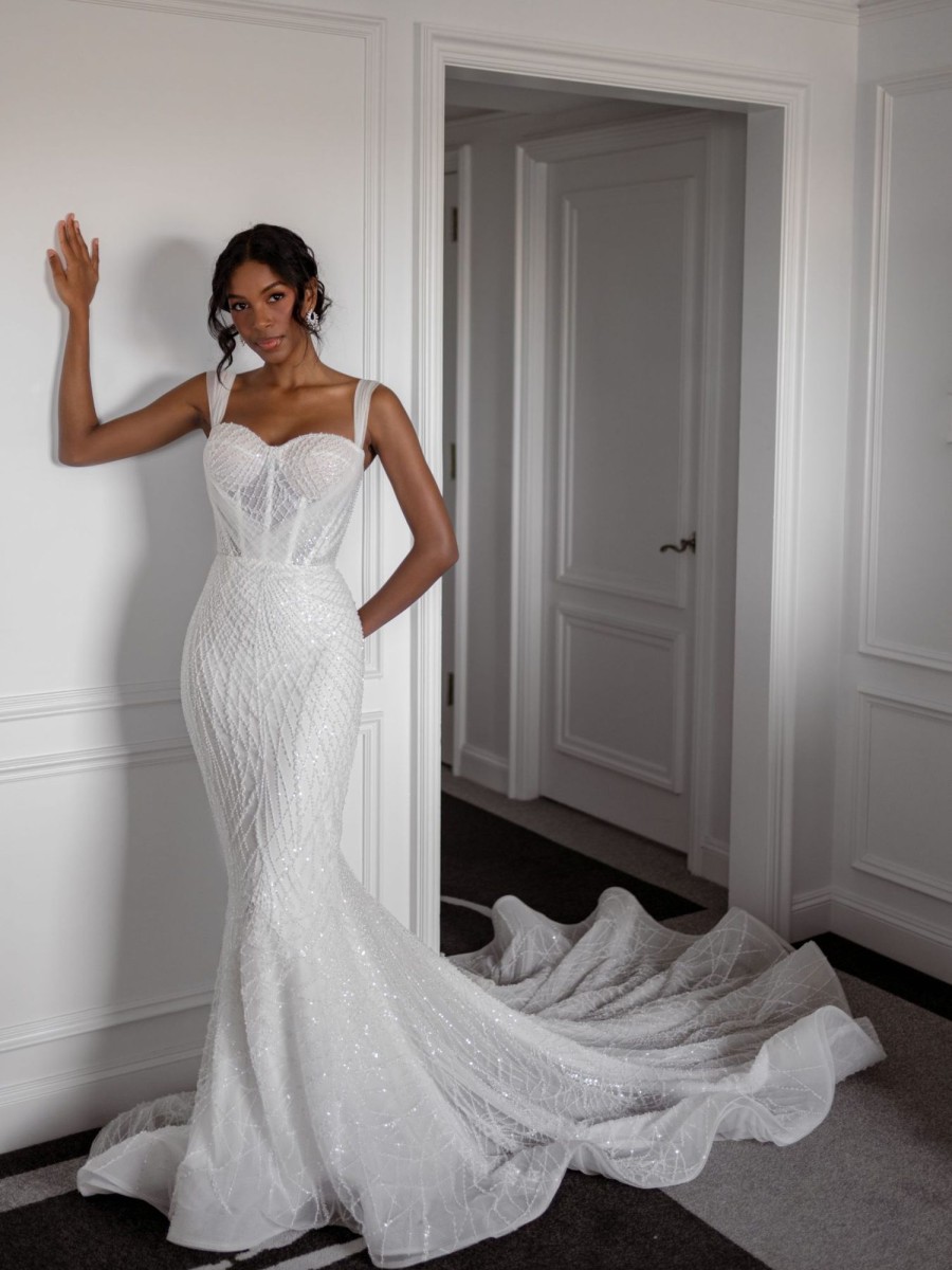 Dresses Kleinfeld Bridal Fit And Flare | Modern Beaded Fit-And-Flare Gown