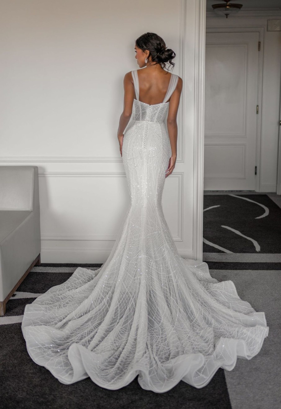 Dresses Kleinfeld Bridal Fit And Flare | Modern Beaded Fit-And-Flare Gown