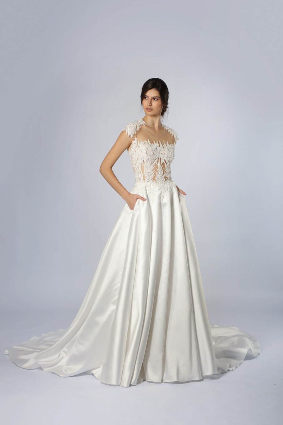 Dresses Kleinfeld Bridal A-Line | Embroidered Illusion A-Line Gown