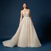 Dresses Kleinfeld Bridal Ball Gown | Nude And Metallic V-Neck Ball Gown