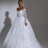 Dresses Kleinfeld Bridal Kleinfeld Exclusives | Off The Shoulder Long Sleeve Sweetheart Neckline Ballgown Wedding Dress