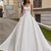 Dresses Kleinfeld Bridal Long Sleeves | Regal And Chic A-Line Gown With Detachable Long Sleeves